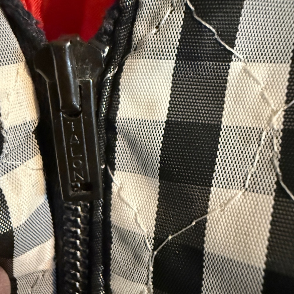 Vintage 50s Quilted Gingham Hostess Coat Red Lining Large - Picture 6 of 14